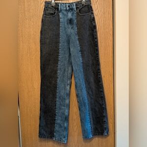 Hollister Social Tourist Two-Tone Black and Blue Ultra High Rise Baggy Jeans
